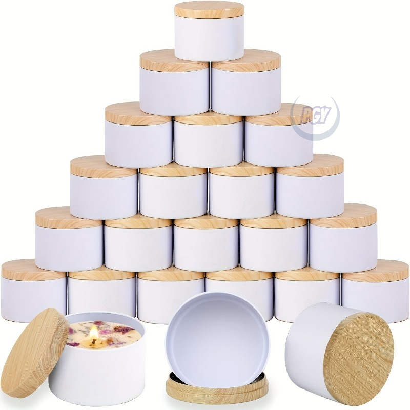 Candle Making Jars With Lids - Biały metalowy pojemnik na świece, zestaw