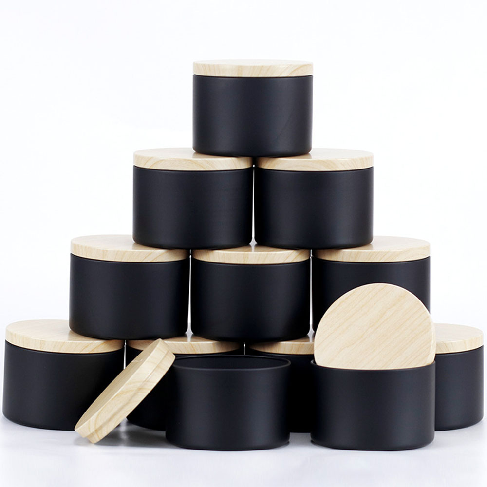 Candle Making Jars With Lids - 24 szt. czarnych słoików na świecę