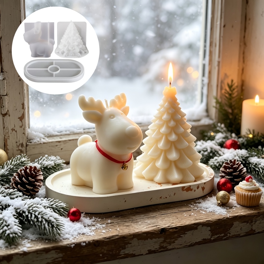 Candle Making Kits - Zestaw 3 silikonowych form do gliny:
